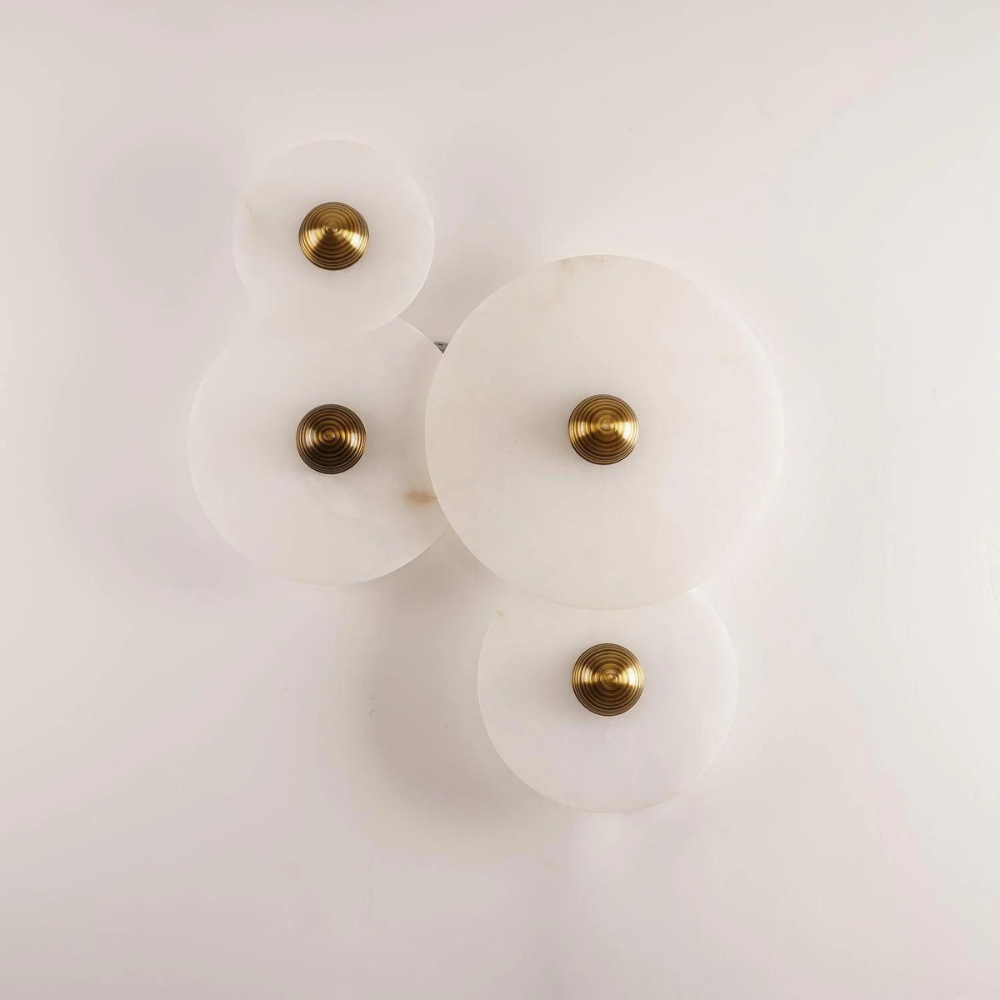 Aurora d'Or - Rund Alabaster/Aluminium Væglampe