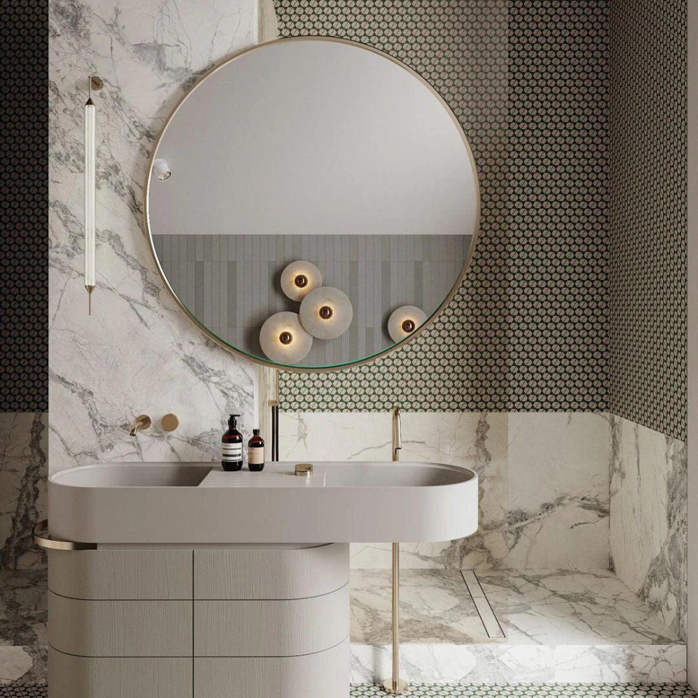 Aurora d'Or - Rund Alabaster/Aluminium Væglampe