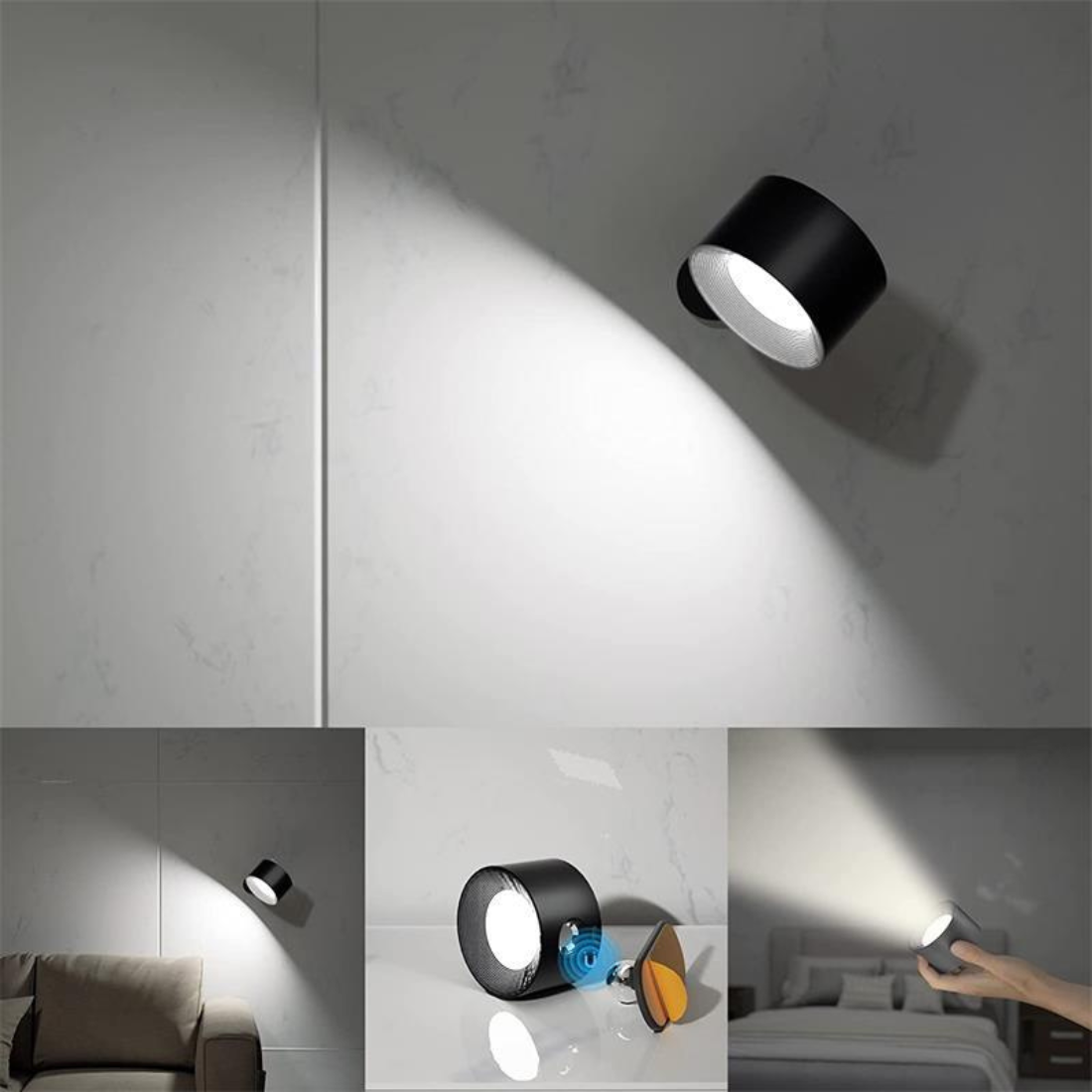 FlexiLamp - Trådløs 360° væglampe med genopladelig LED