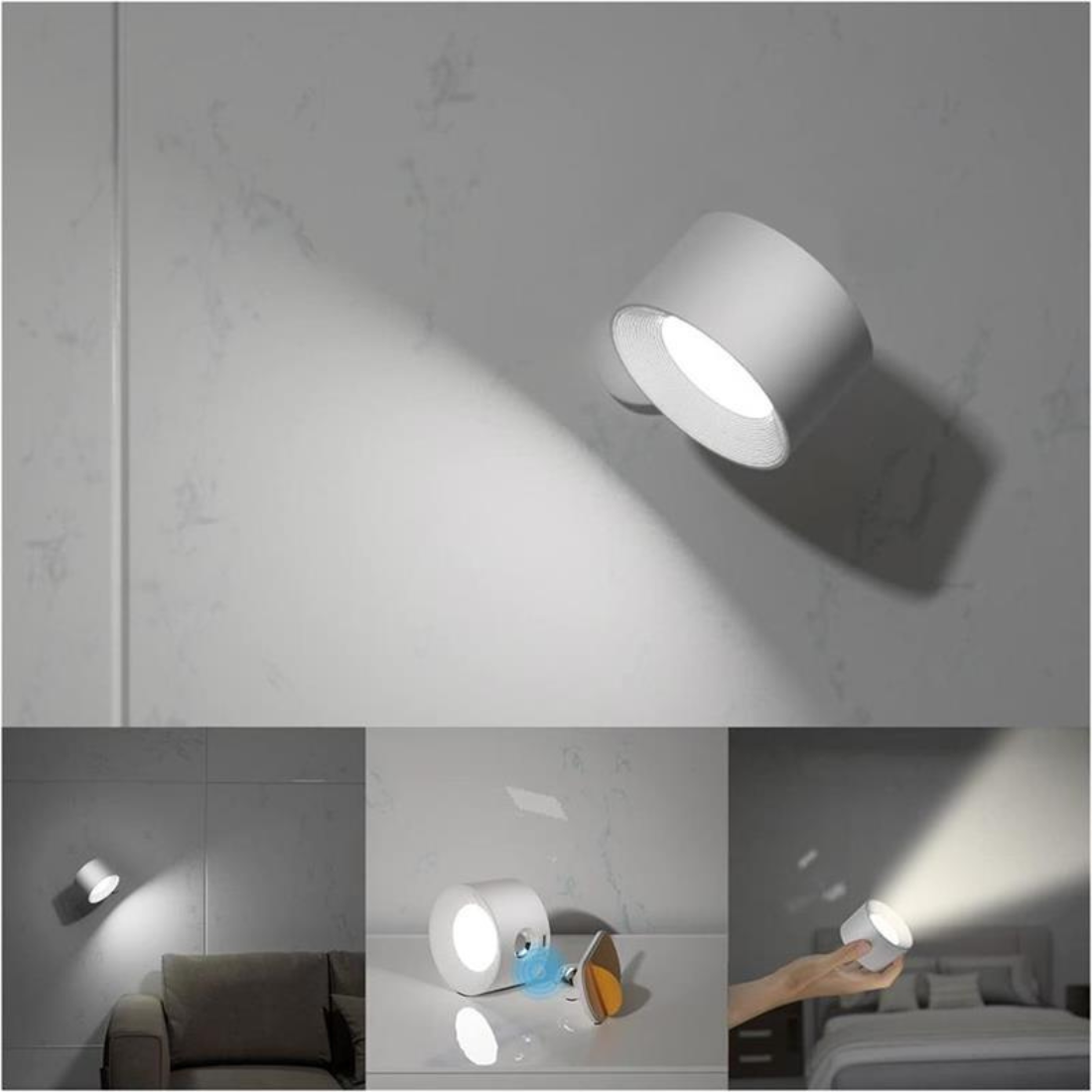 FlexiLamp - Trådløs 360° væglampe med genopladelig LED