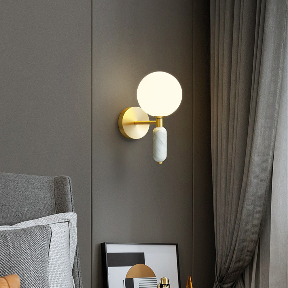 Lysende Sten - Elegant Marmor Senge- og Vænllumlampe
