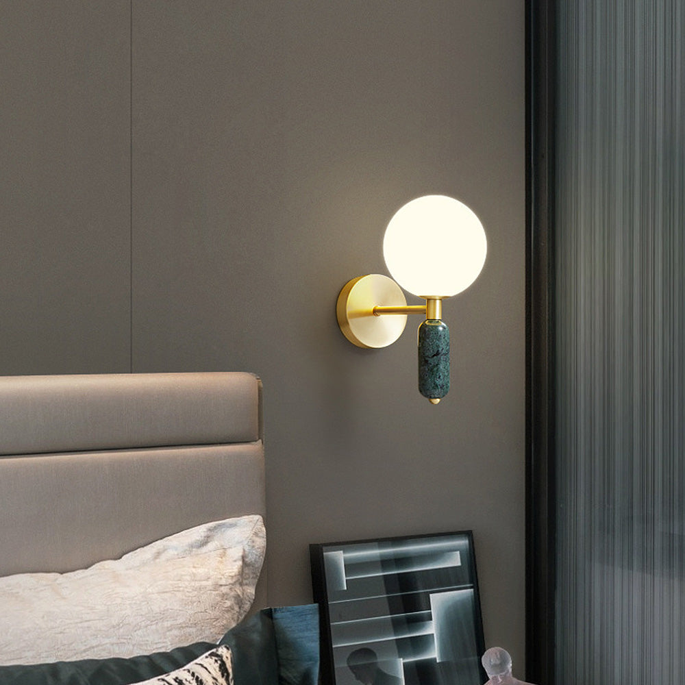 Lysende Sten - Elegant Marmor Senge- og Vænllumlampe
