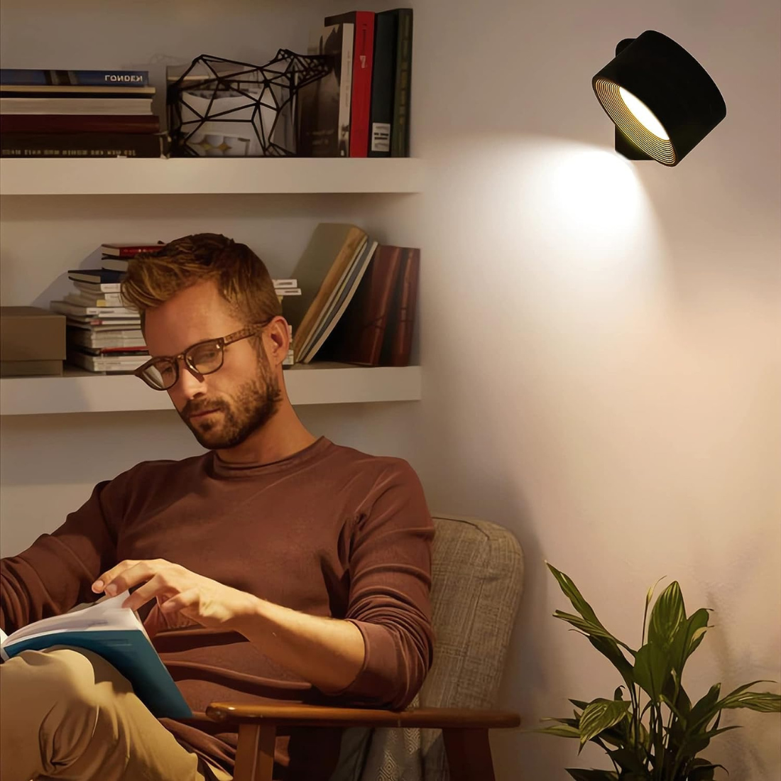 FlexiLamp - Trådløs 360° væglampe med genopladelig LED