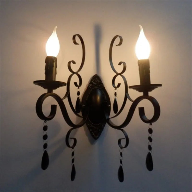 CrystalGlow væglampe - Vintage Sort LED-belysning