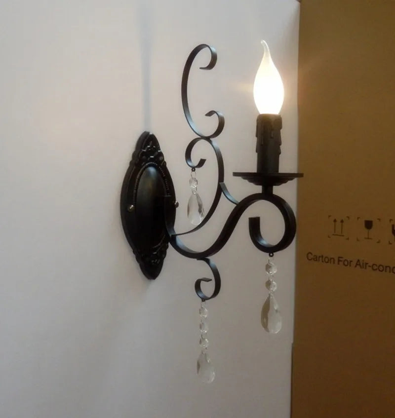 CrystalGlow væglampe - Vintage Sort LED-belysning