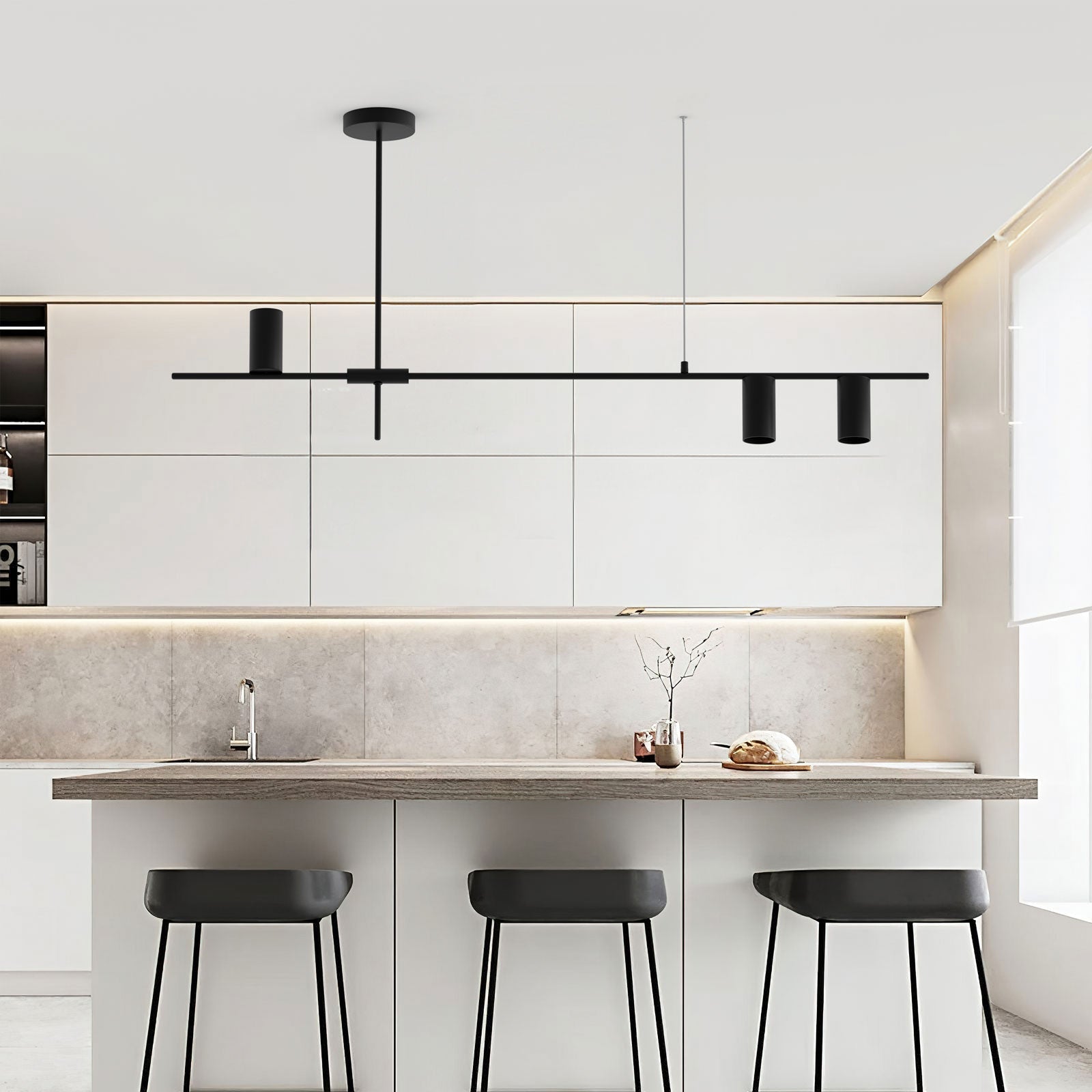 Noreen moderne lysekrone med lang liner – Elegant stilfuld loftslampe til stue, køkken og spisestue
