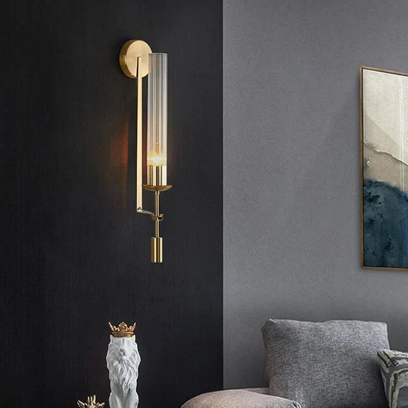 NordicGlow - Luxe Guld Væglampe med Glas