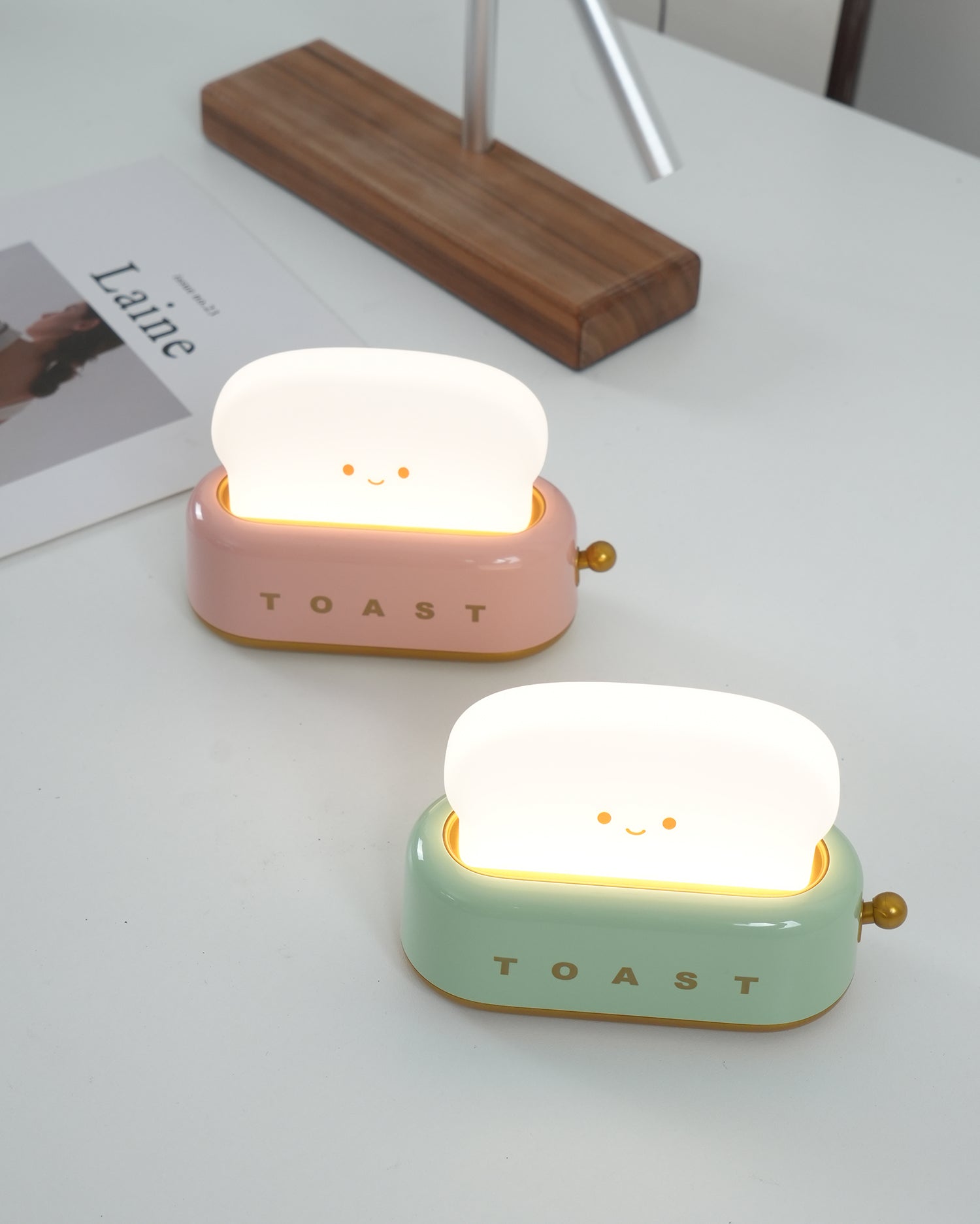 Design af brødrister bordlampe med indbygget batteri – Moderne stilfuld lampe til stue, soveværelse og kontor