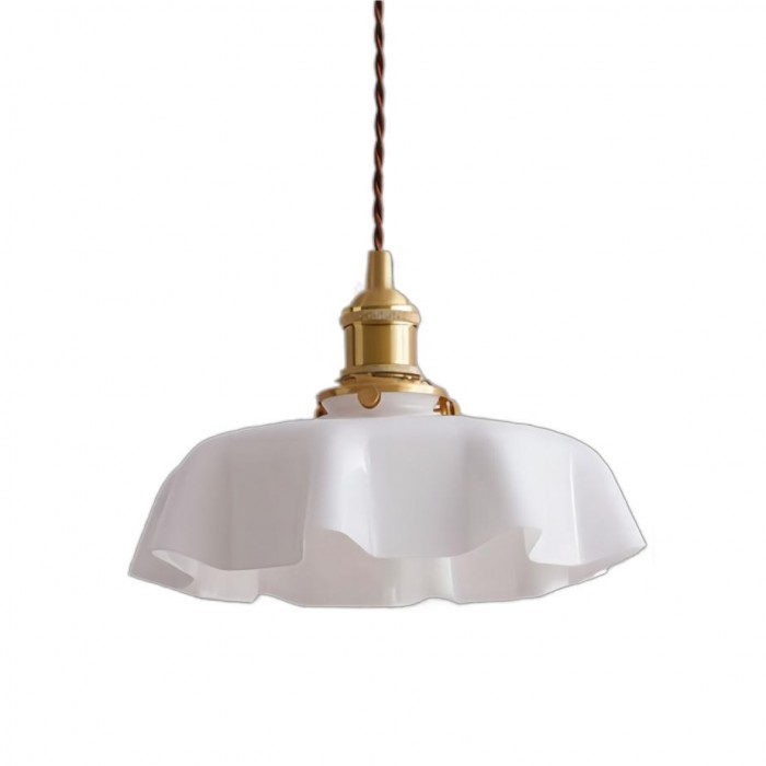 FloraRetro – Vintage lampa wisząca ze szkła z kwiatowym wzorem i kremowym detalem