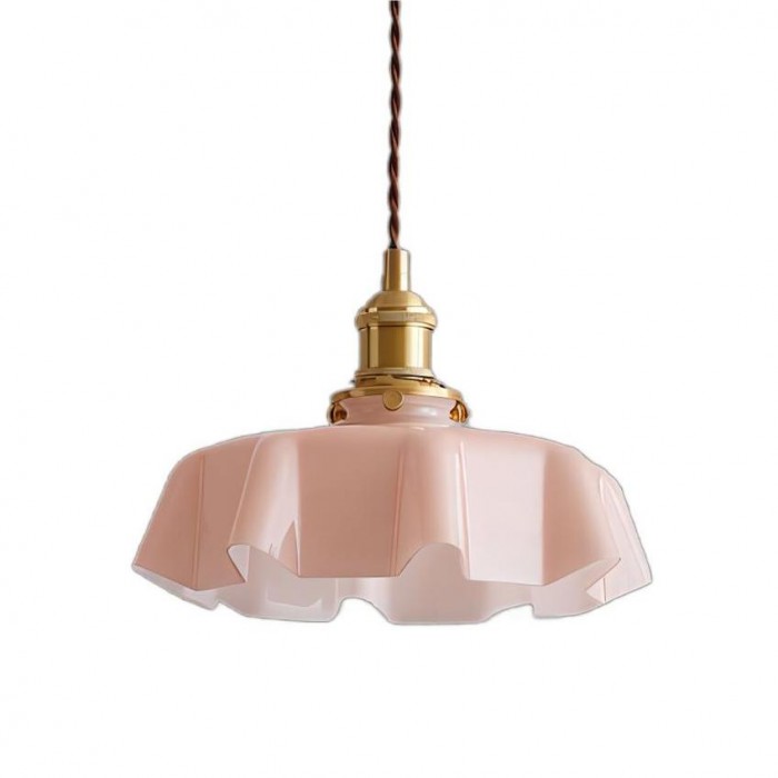FloraRetro – Vintage lampa wisząca ze szkła z kwiatowym wzorem i kremowym detalem
