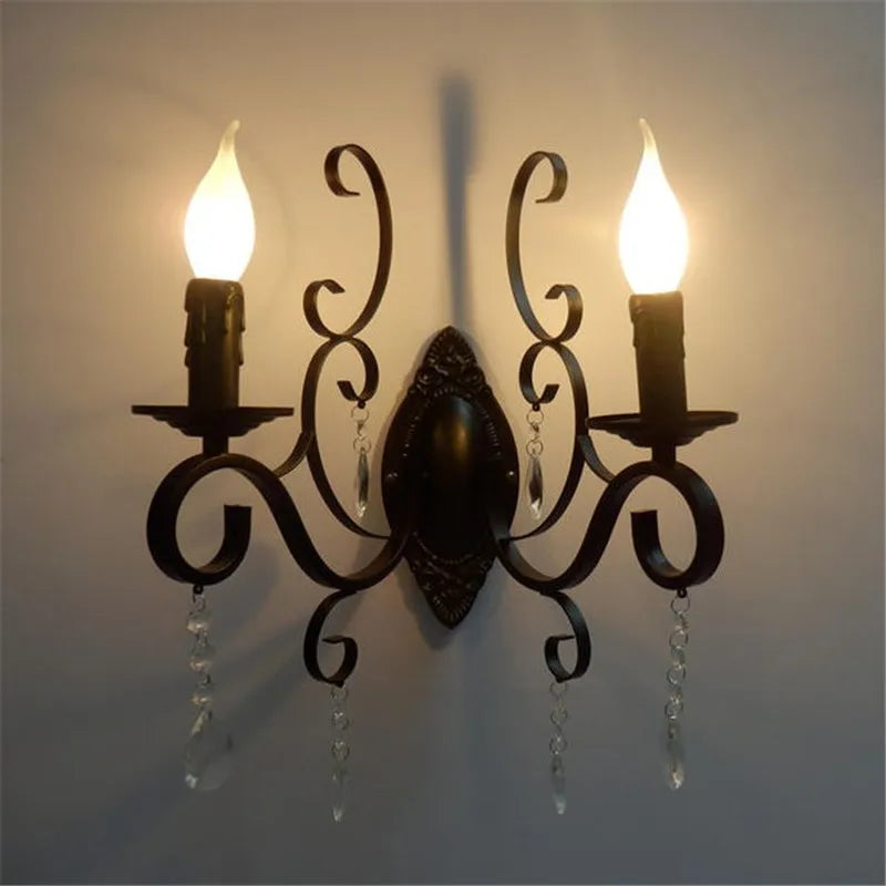 CrystalGlow væglampe - Vintage Sort LED-belysning