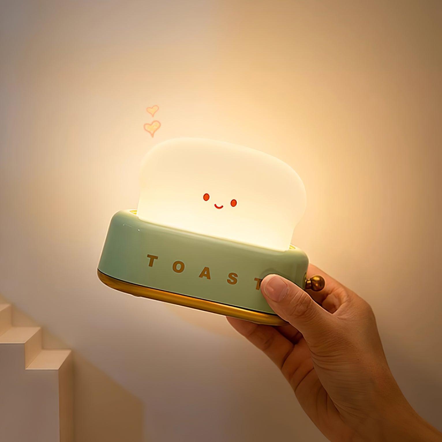 Design af brødrister bordlampe med indbygget batteri – Moderne stilfuld lampe til stue, soveværelse og kontor